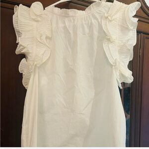 White Ruffled Sleeve Blouse